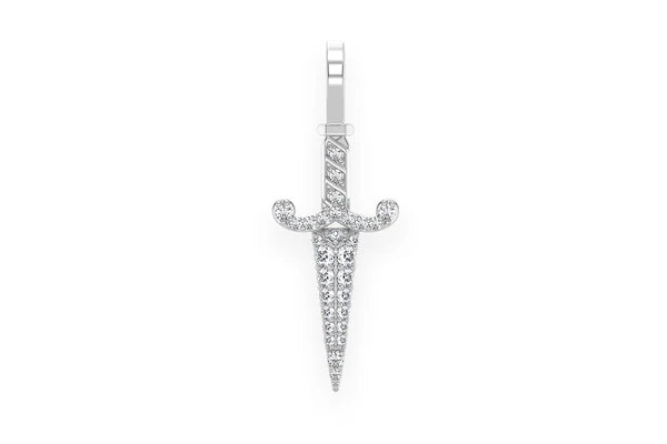 Erkals Jewellers Mini Medieval Dagger Pendant 18K Gold Diamond 0.20ctw