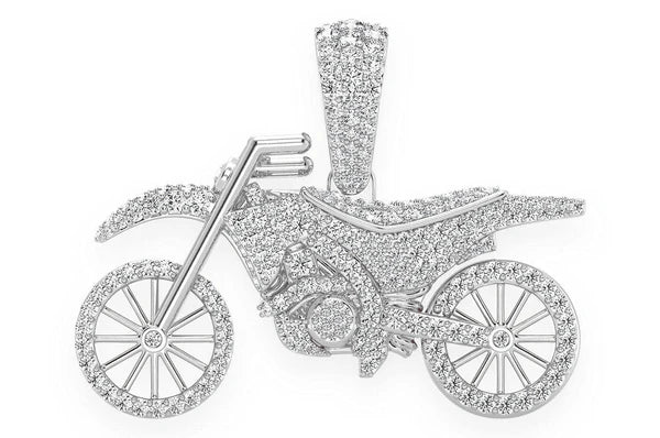 1.75ct Diamond Dirt Bike Pendant 18K Solid Gold
