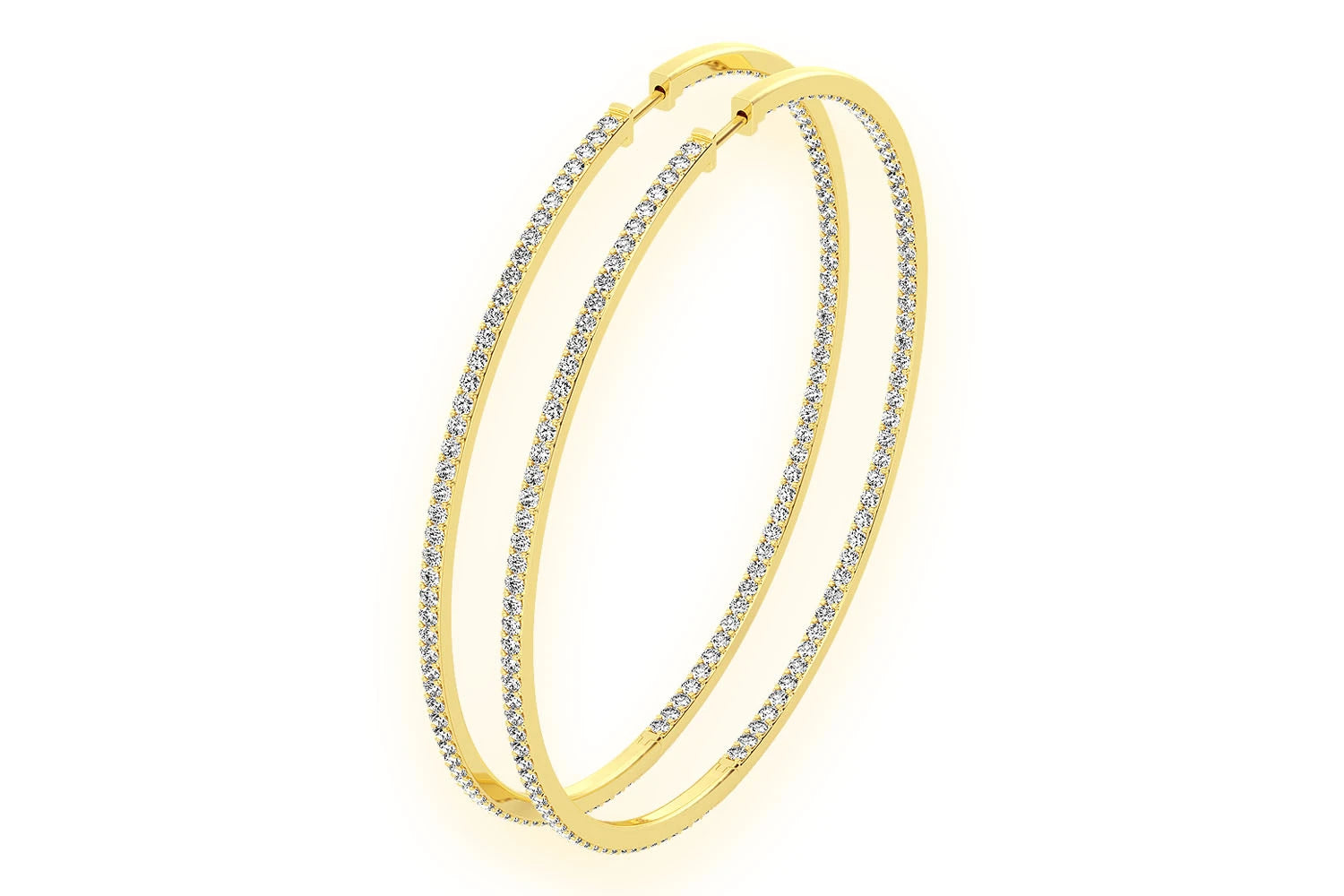 Erkals Jewellers 3-Inch Inside Out Hoop Earrings 18K Gold 6.25ctw