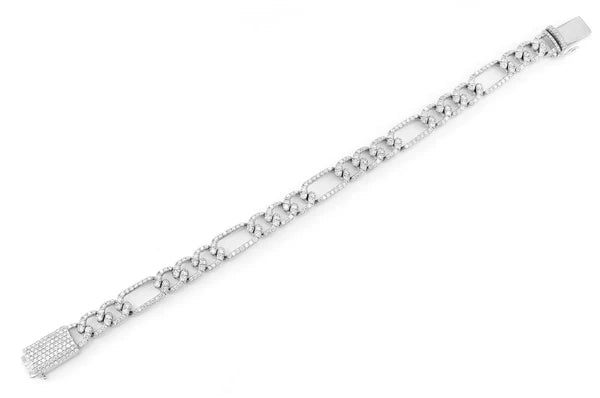 Bracelet en diamant Figaro Link 3,50 ct 6 mm en or massif 14 carats
