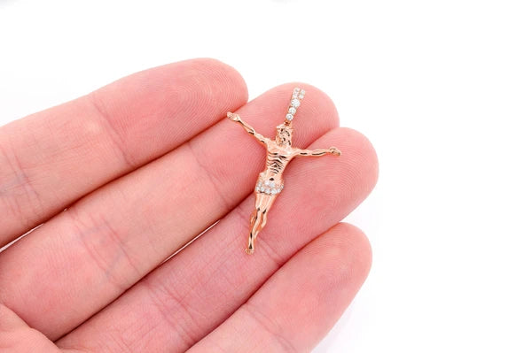 Erkals Jewellers Crucifix Half Diamond Pendant 18k Yellow Gold
