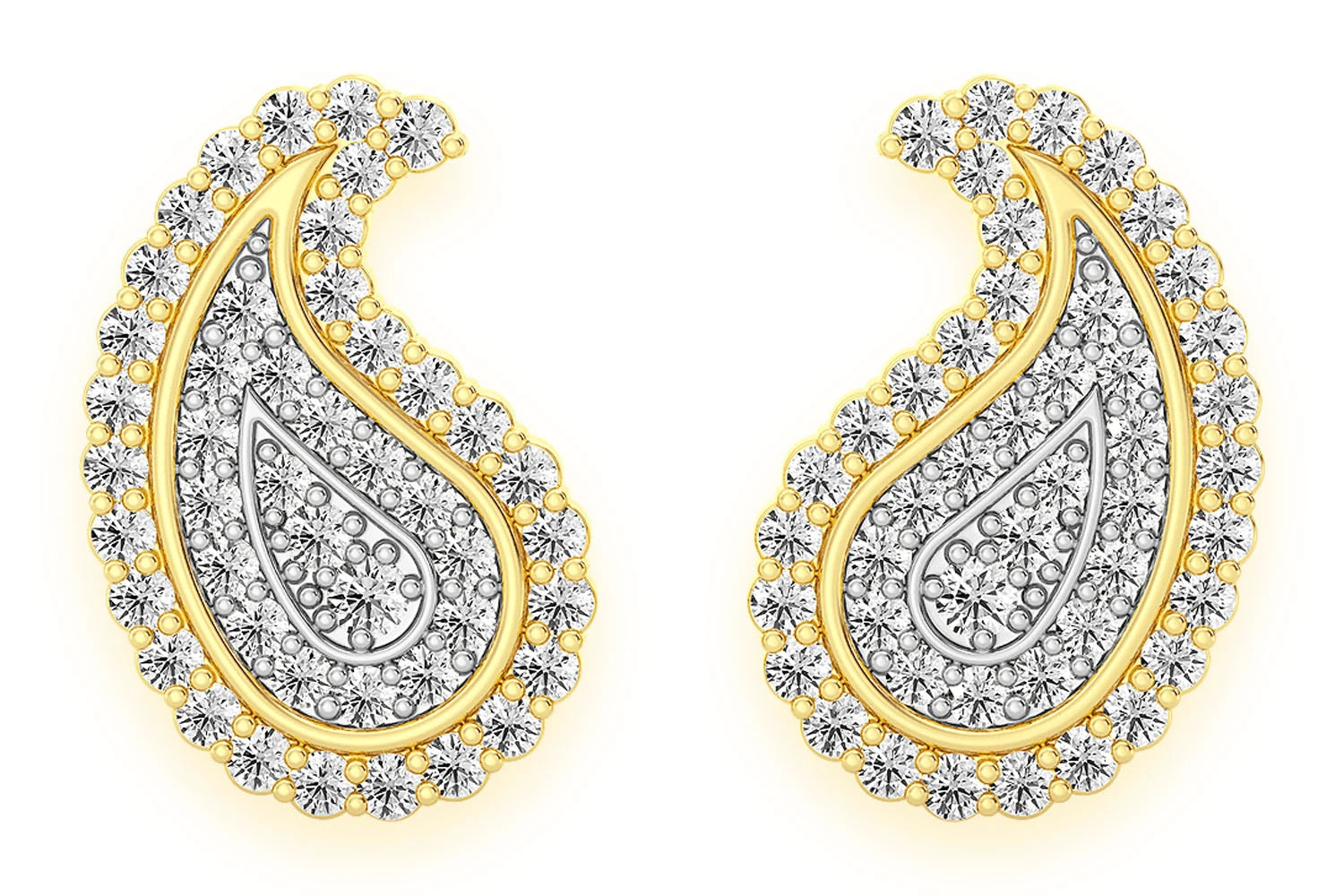 Erkals Jewellers Paisley Stud Earrings 18K Gold 0.35ctw