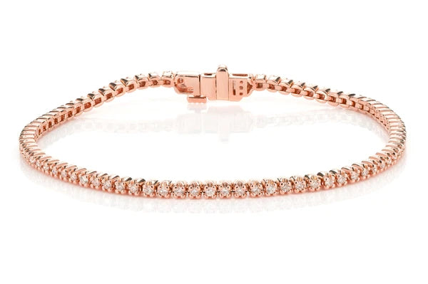 Erkals Jewellers Beaded Crown Set Diamond Link Bracelet 18K Gold 1.00ctw