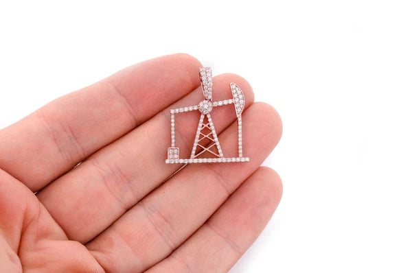 0.90ct Diamond Oil Rig Pendant 18K Solid Gold