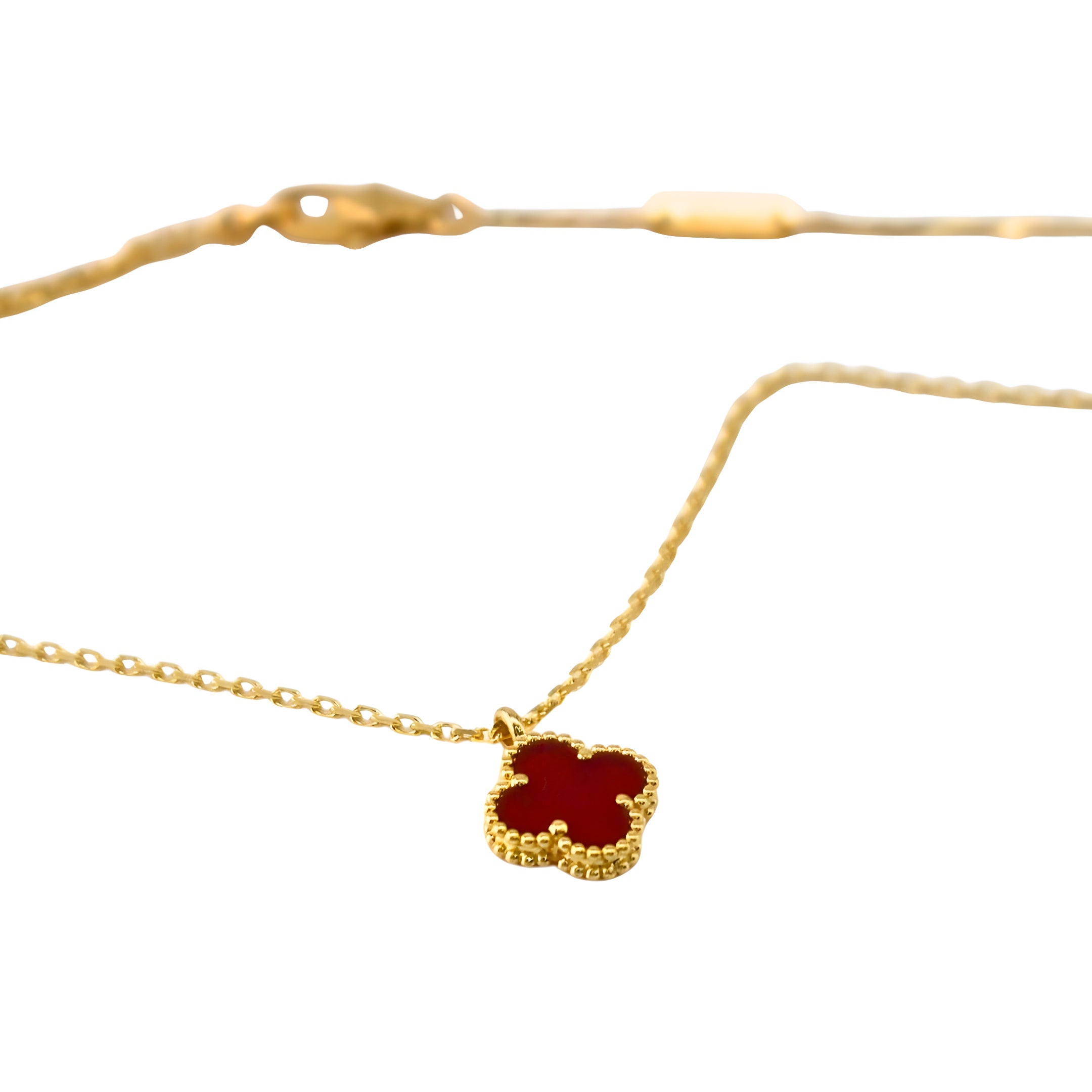 Van Cleef & Arpels Sweet Alhambra Pendant Carnelian 18K Rose Gold