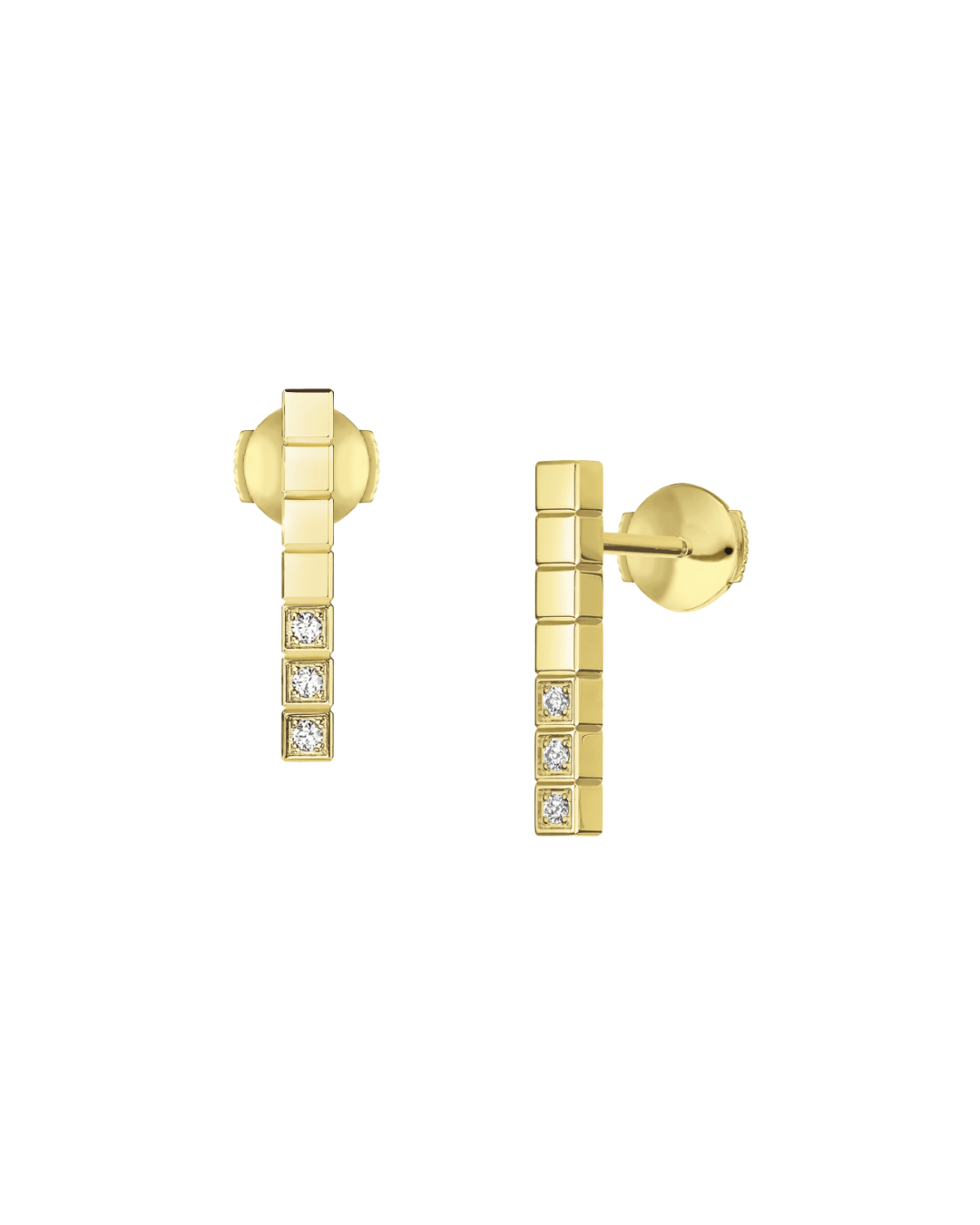 Ice Cube Half-Set Earrings 18ct Yellow Gold