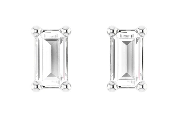 Erkals Jewellers Baguette Solitaire Stud Earrings 18K Gold 0.20ctw
