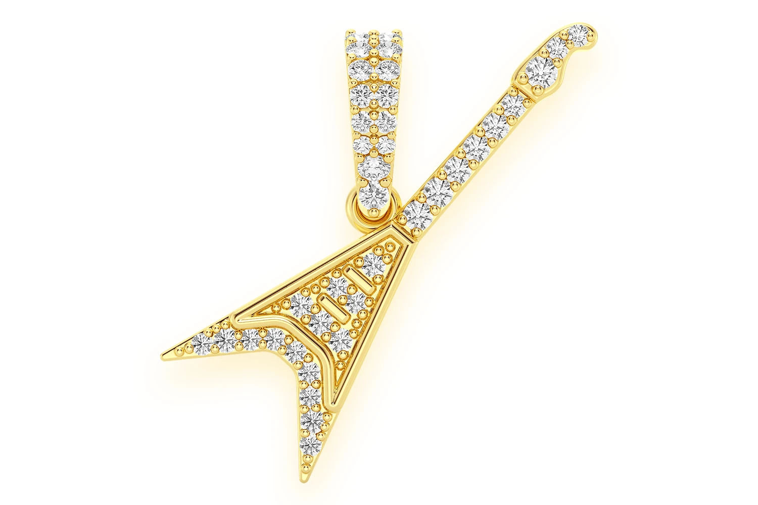 Erkals Jewellers Flying V Guitar Pendant 18K Gold Diamond 0.15ctw