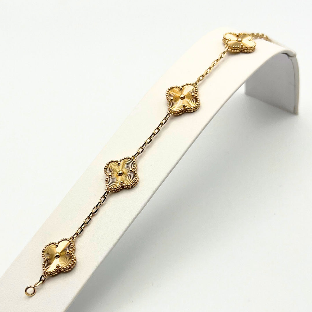 Van Cleef & Arpels Vintage Alhambra Bracelet 5 Motifs 18K Yellow Gold