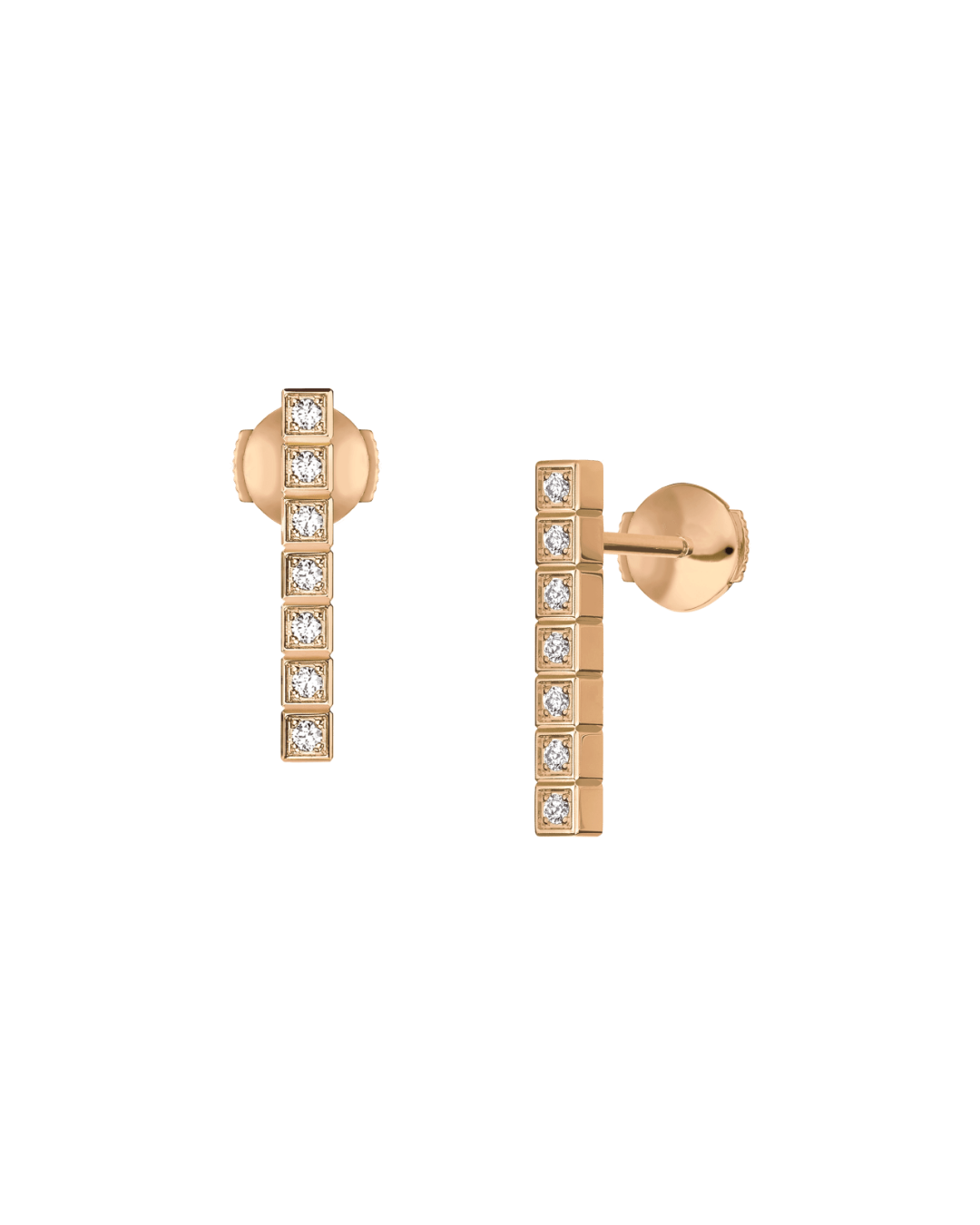 Ice Cube Full-Set Diamond Earrings 18ct Rose Gold
