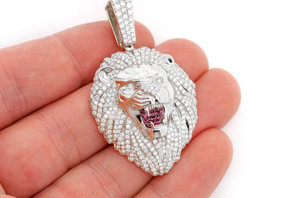 Erkals Jewellers Roaring Lion Head Pendant 18K Gold Diamond 3.20ctw