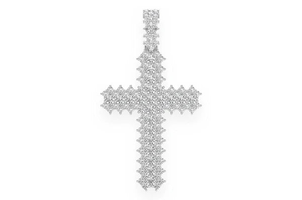 Pendentif diamant croix dentelée 1,75 ct en or massif 14 carats