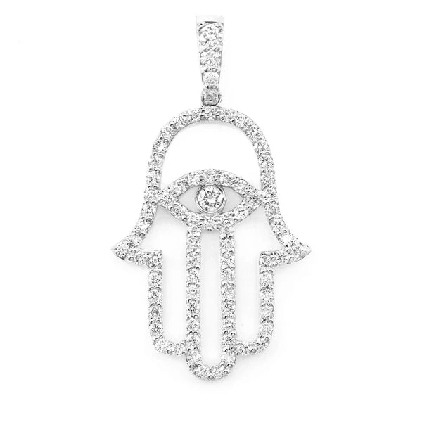Erkals Jewellers Open Hamsa Pendant 18K Gold Diamond 0.85ctw