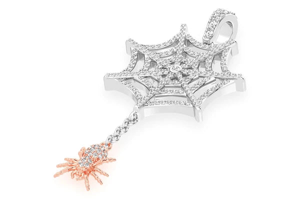 1.00ct Diamond Spider Web Pendant 18K Solid Gold