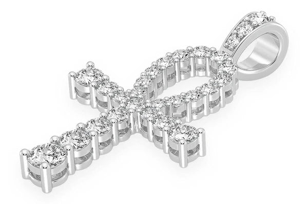 2.25ct Diamond Solitaire Ankh Egyptian Pendant 18K Solid Gold