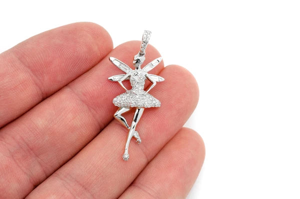 Pendentif diamant Ailes de ballerine 0,65 ct en or massif 14 carats