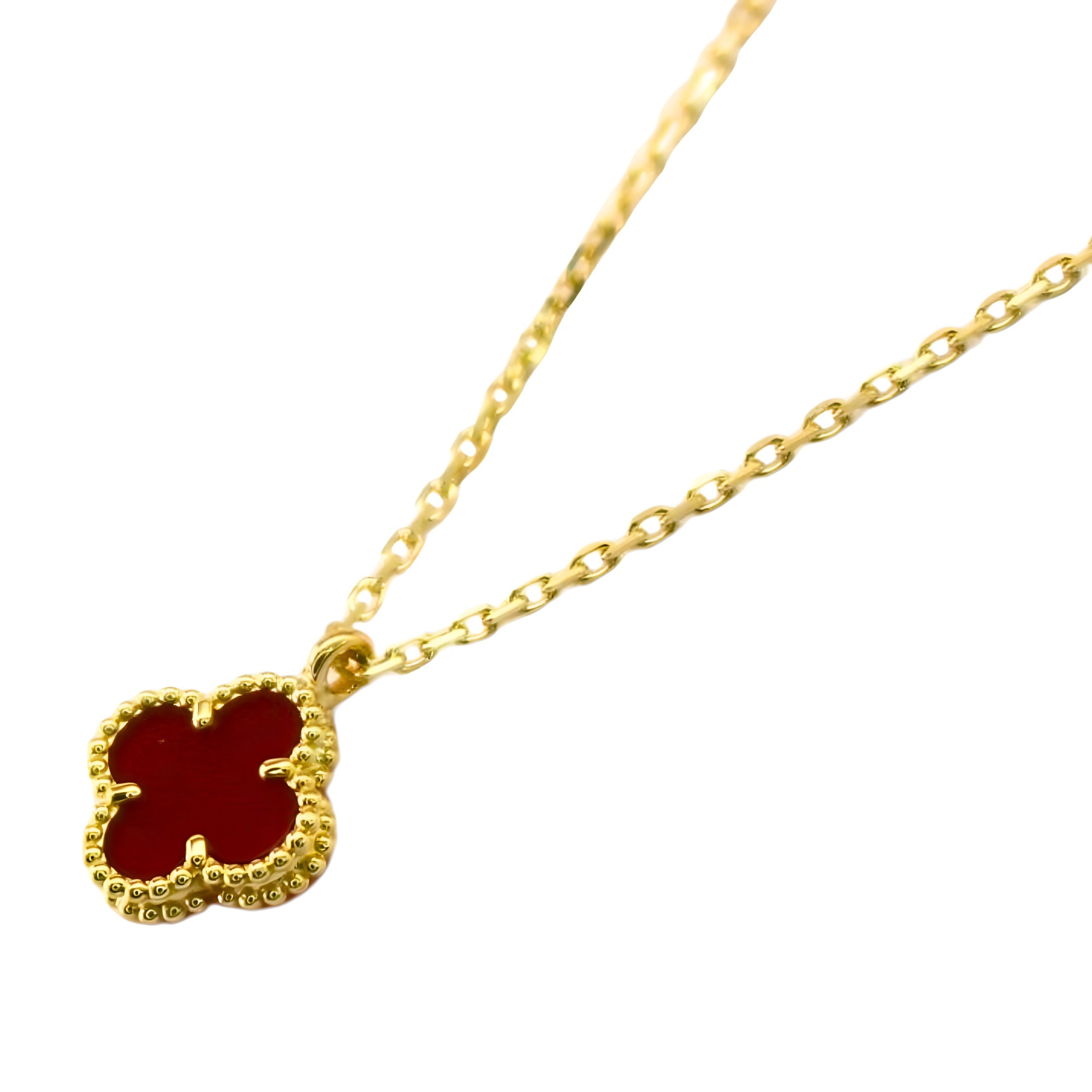Van Cleef & Arpels Sweet Alhambra Pendant Carnelian 18K Rose Gold