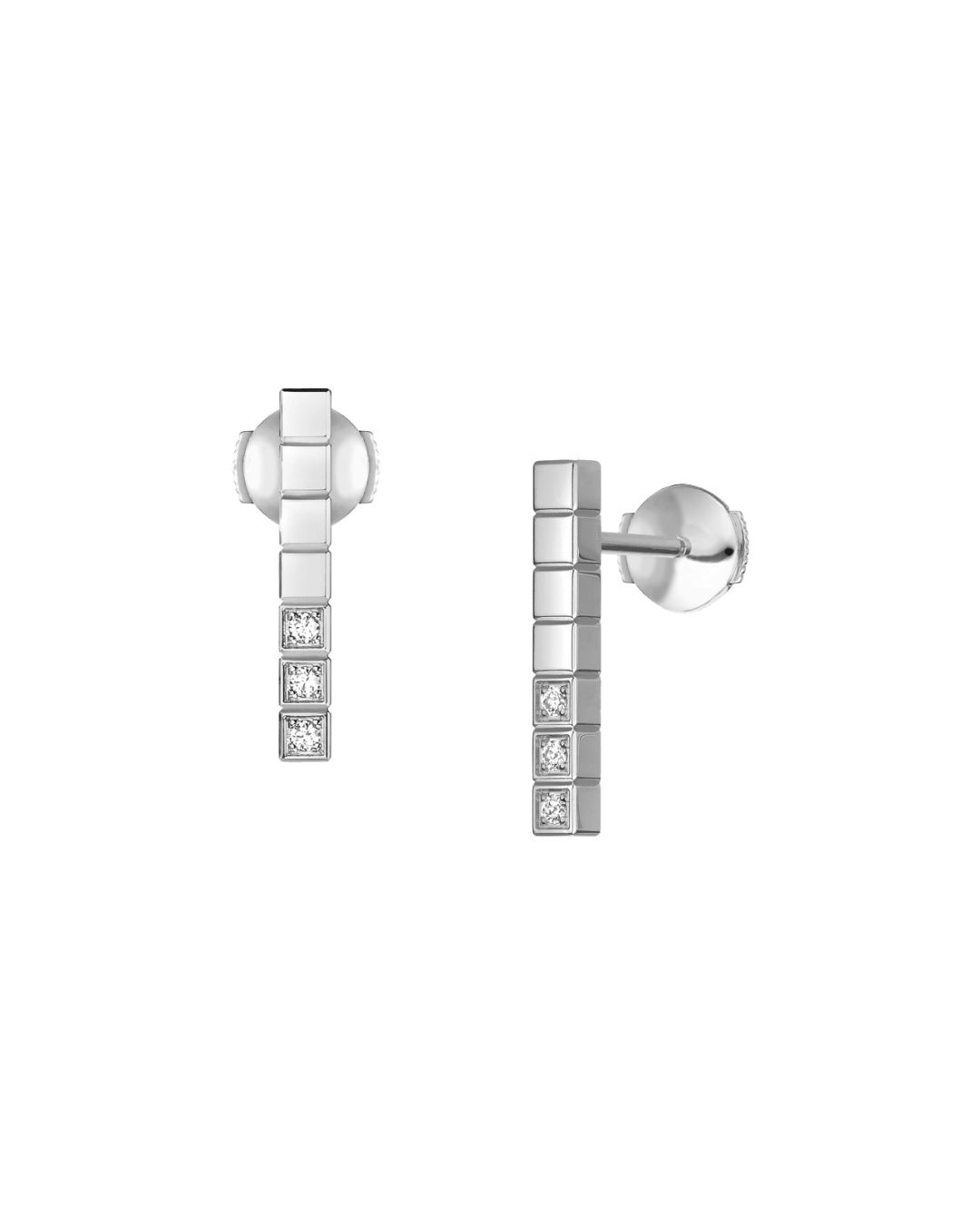 Ice Cube Half-Set Earrings 18ct White Gold