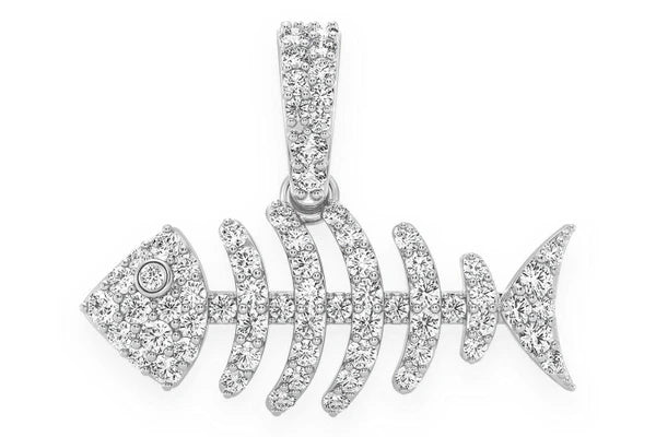 Erkals Jewellers Bare Bone Fish Pendant 18K Gold Diamond 0.33ctw