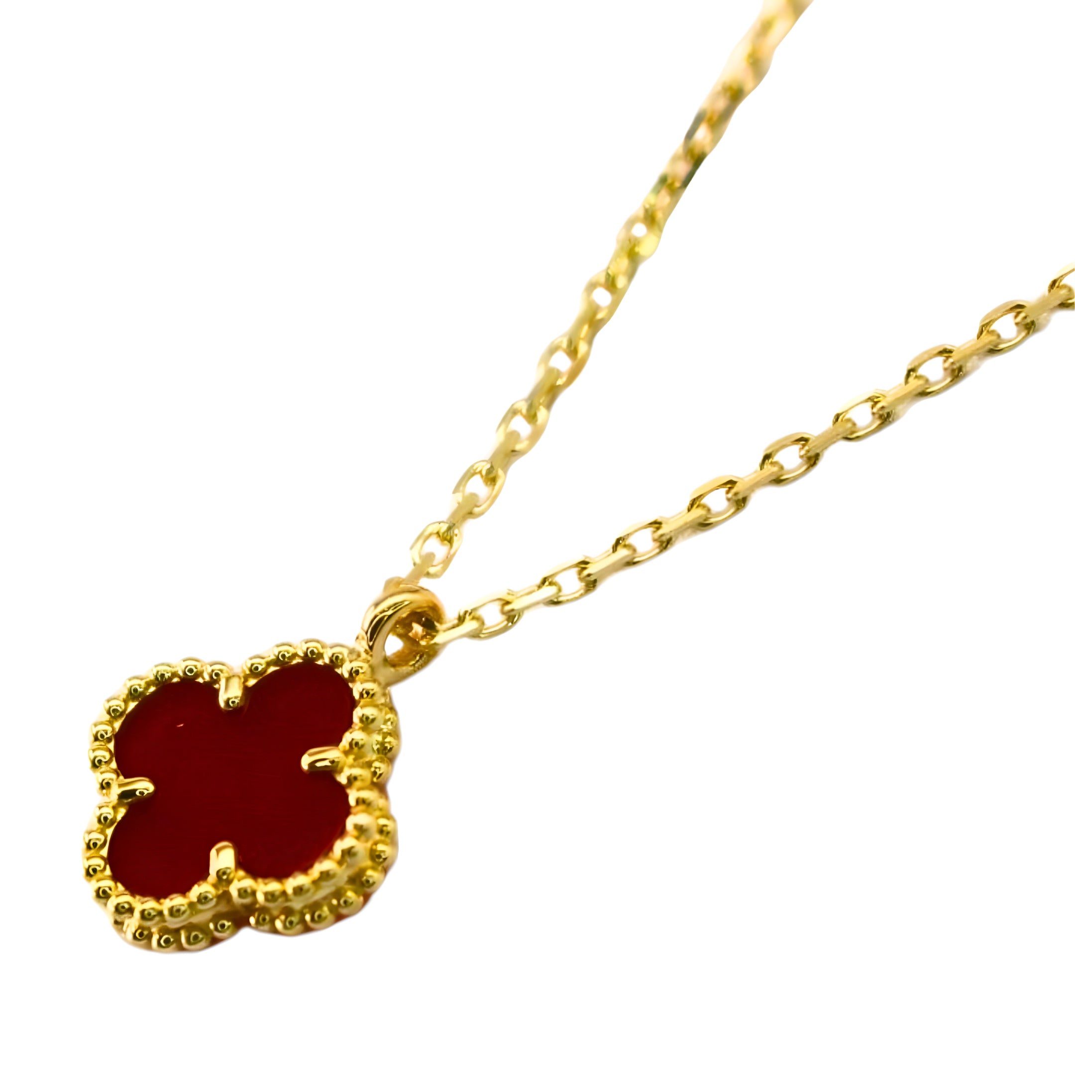 Van Cleef & Arpels Sweet Alhambra Pendant Carnelian 18K Rose Gold