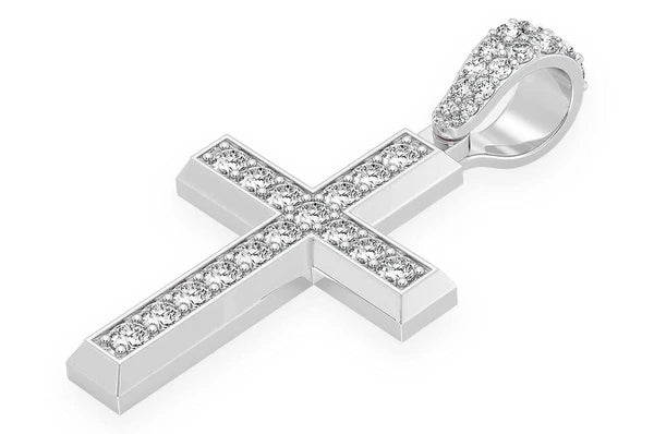 1.15ct Diamond Angled Cross Pendant 18K Solid Gold