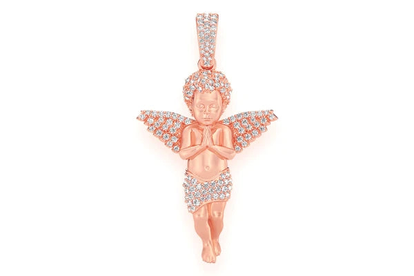 Erkals Jewellers Praying Cherub Pendant 18K Gold Diamond 0.50ctw