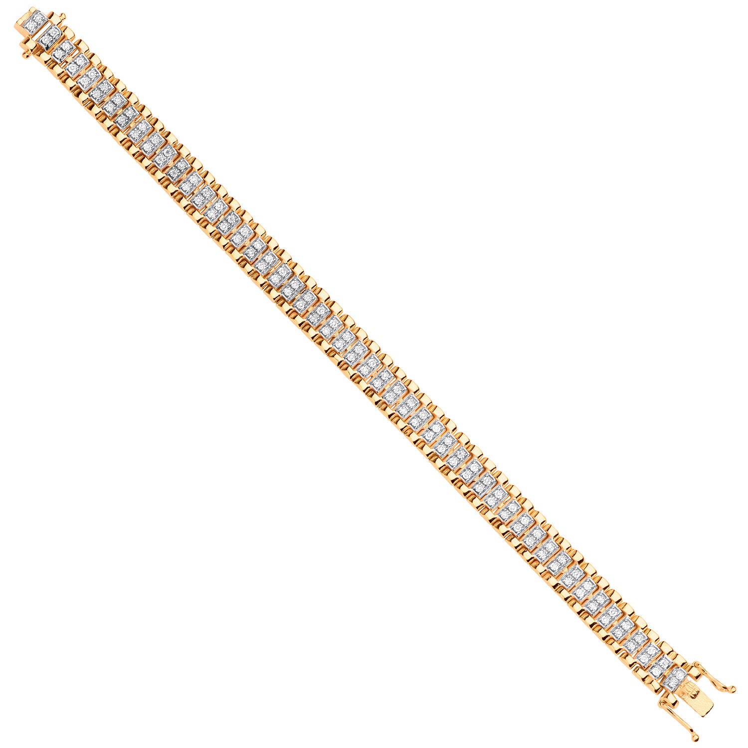 9ct Y/G Fancy Link 0.26ctw Diamonds Ladies Bracelet
