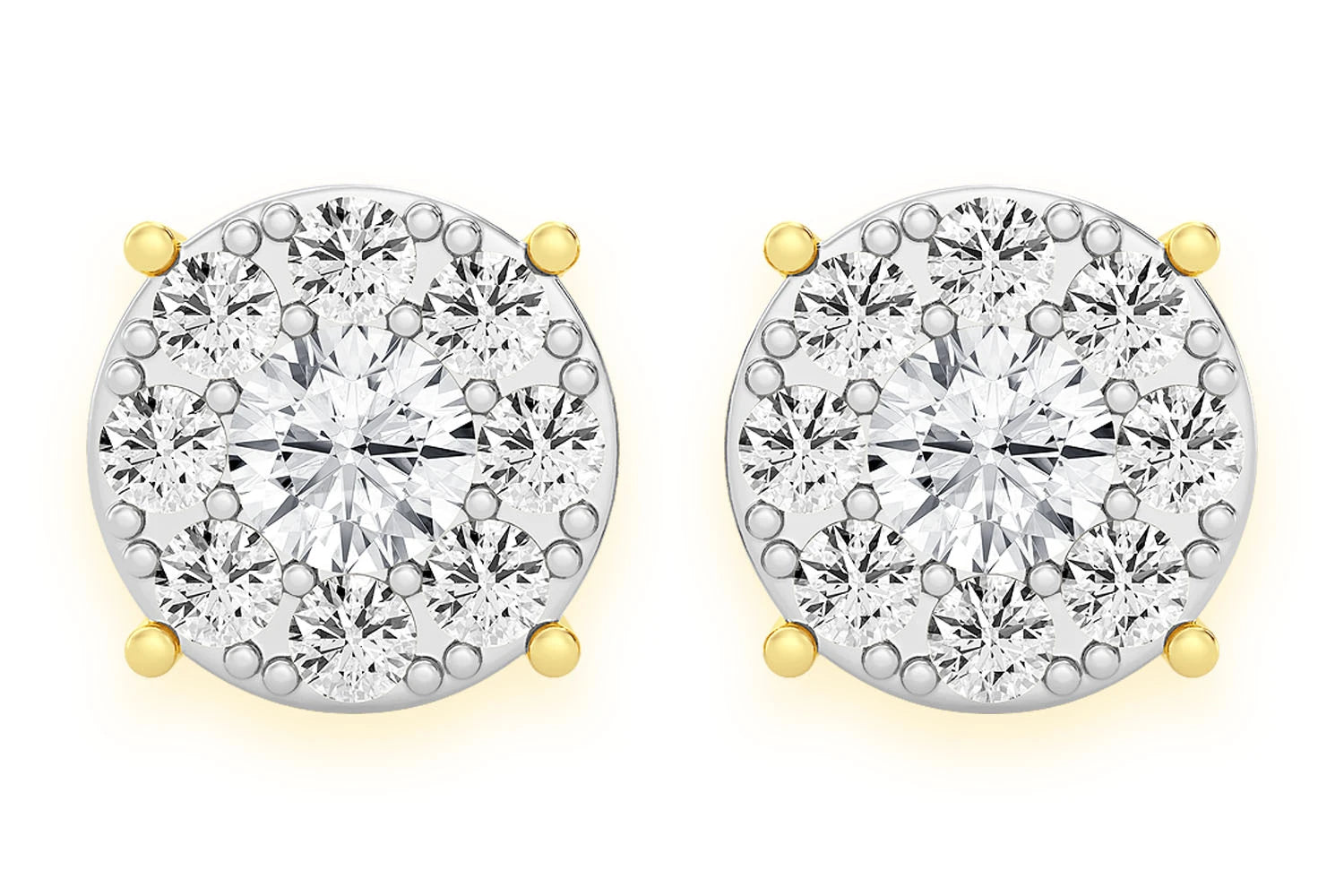 Erkals Jewellers Mosaic Stud Earrings 18K Gold 2.00ctw