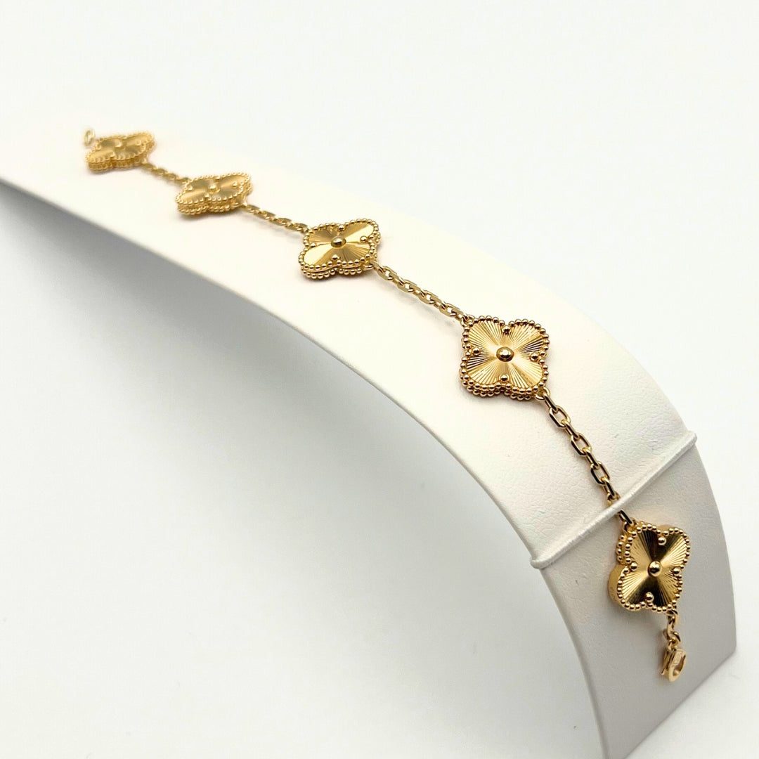 Van Cleef & Arpels Vintage Alhambra Bracelet 5 Motifs 18K Yellow Gold