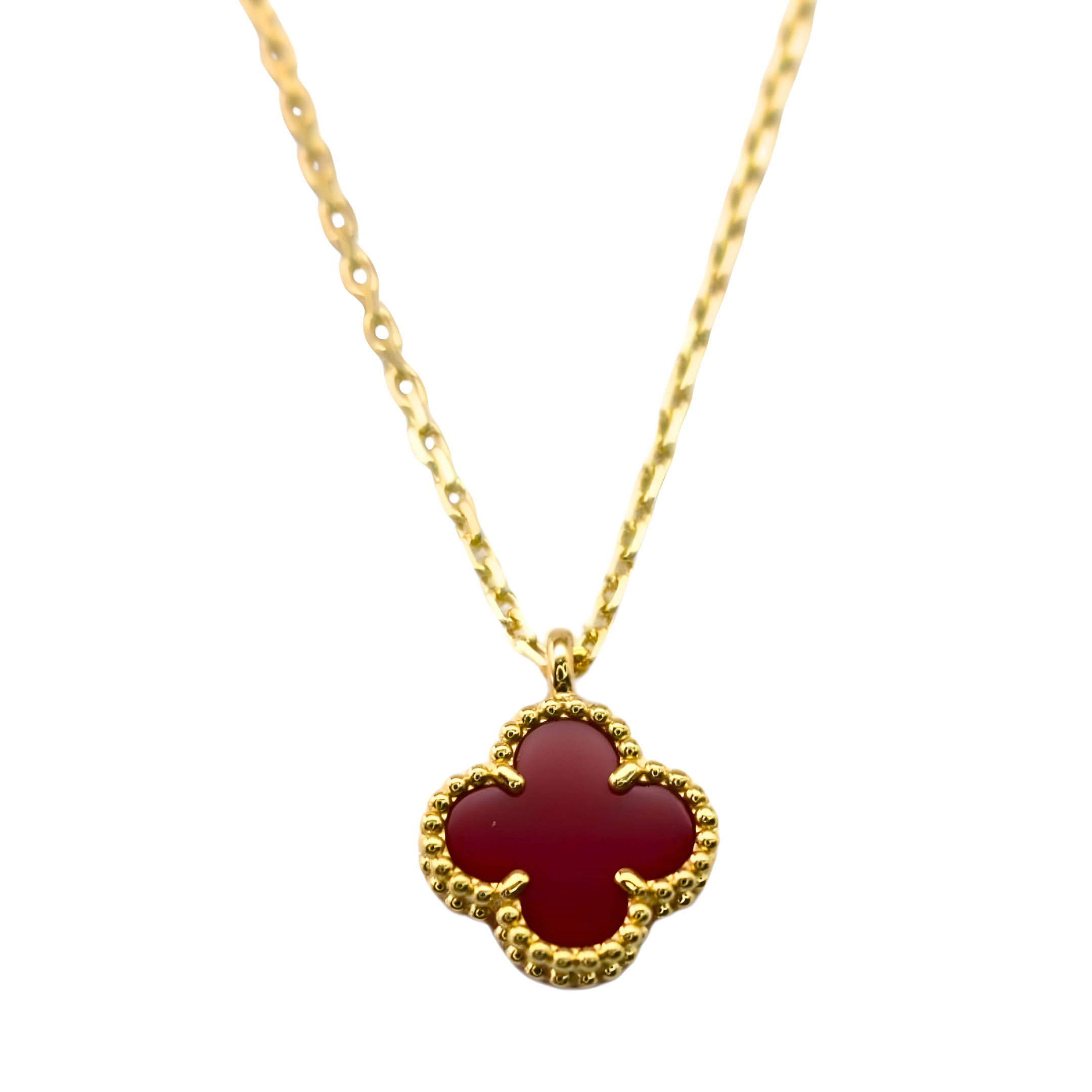 Van Cleef & Arpels Sweet Alhambra Pendant Carnelian 18K Rose Gold