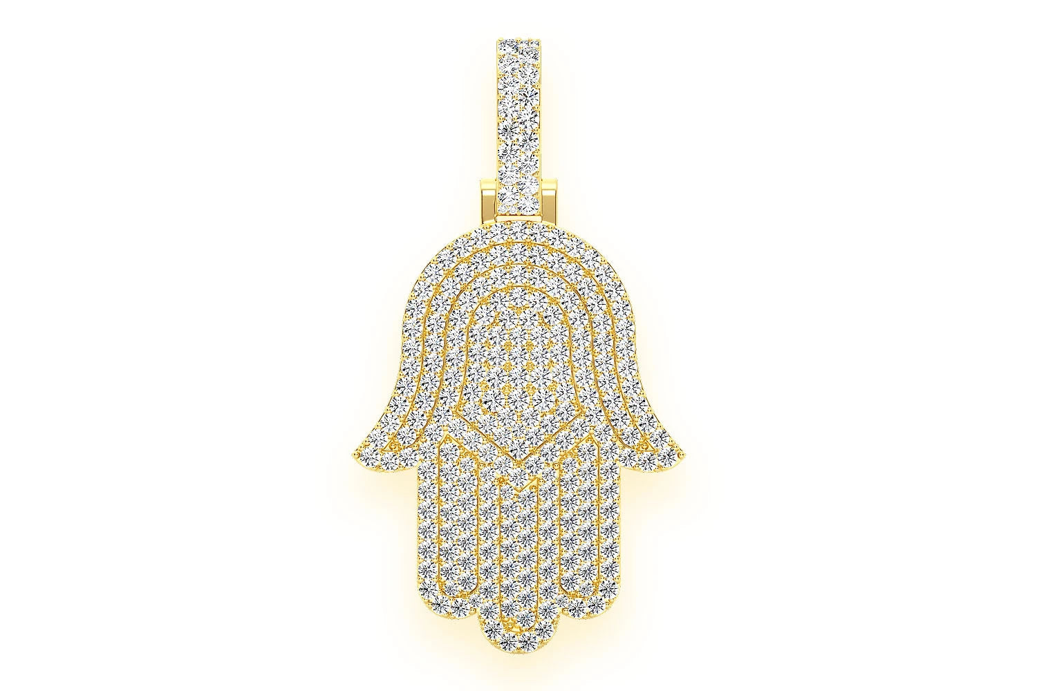 Erkals Jewellers Hamsa Pendant 18K Gold Diamond 10.00ctw