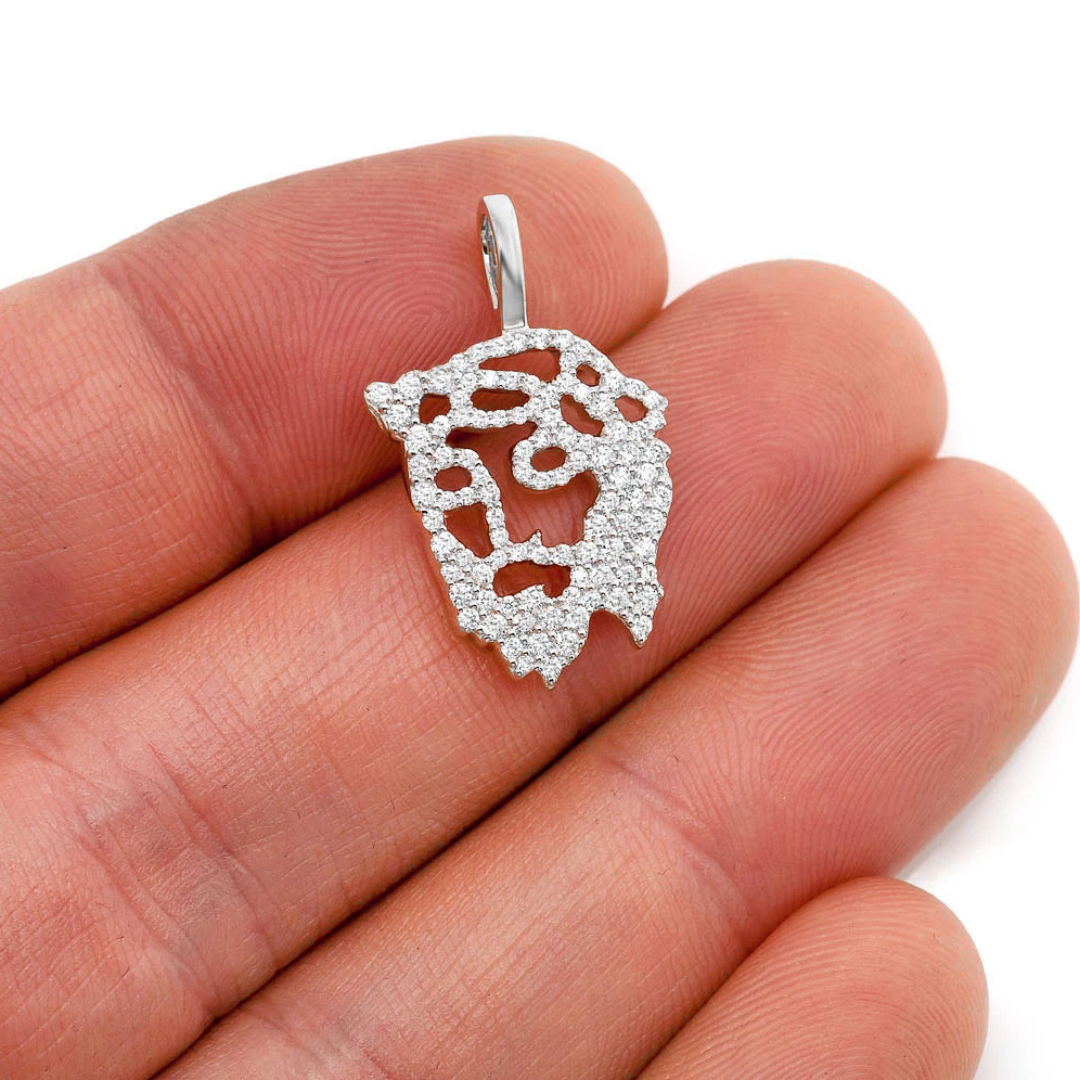 Pendentif diamant Silhouette de Jésus 0,65 ct en or massif 14 carats