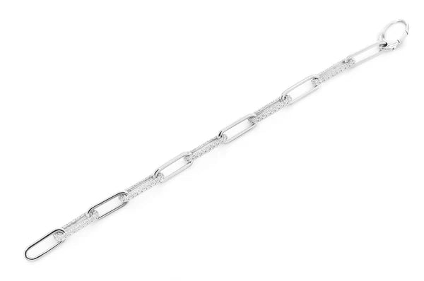 Bracelet à maillons Rolo allongés en diamant de 3,25 ct en or massif 14 carats
