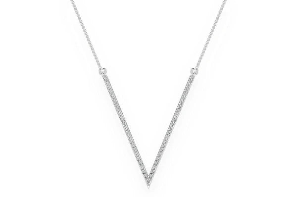 0.33ct Diamond V Connected Necklace 18K Solid Gold