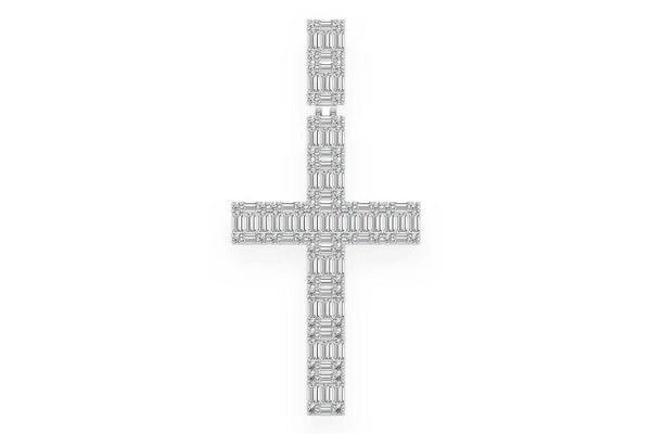 Erkals Jewellers Baguette Cross Pendant 18K Gold Diamond 2.00ctw