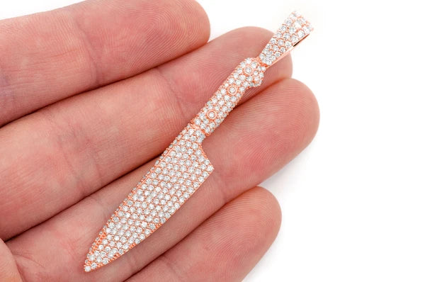 Erkals Jewellers Chef Knife Pendant 18K Gold Diamond 2.25ctw