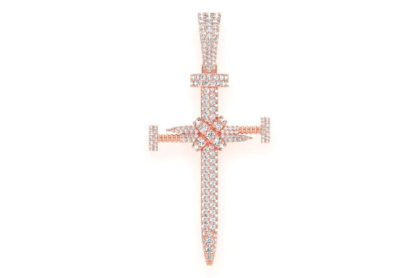 2.25ct Diamond Nail Cross Pendant 18K Solid Gold