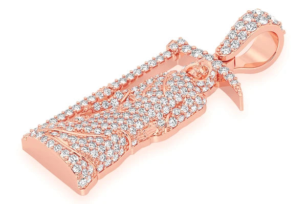 1.00ct Diamond Grim Reaper Pendant 18K Solid Gold