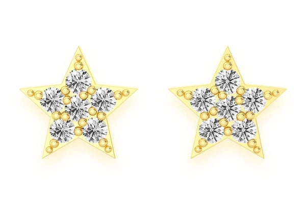 Erkals Jewellers Mini Five Point Star Stud Earrings 18K Gold 0.05ctw