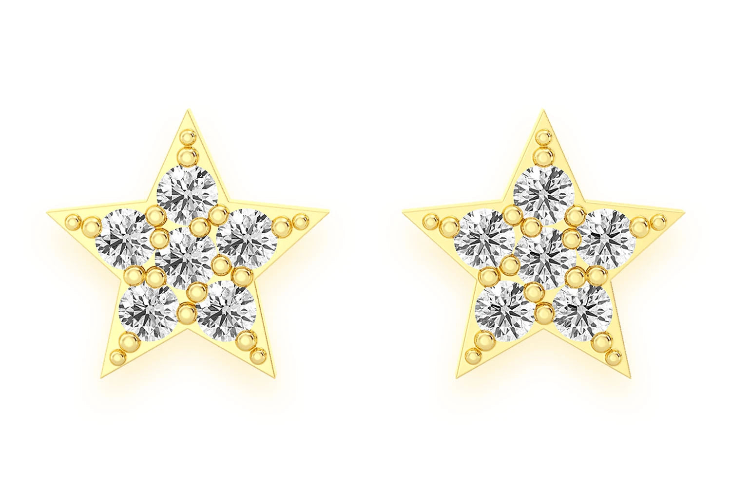 Erkals Jewellers Mini Five Point Star Stud Earrings 18K Gold 0.05ctw
