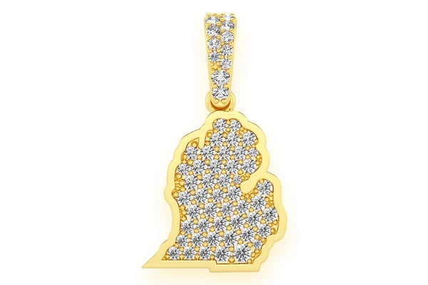 Erkals Jewellers Michigan State Pendant 18K Gold Diamond 0.30ctw