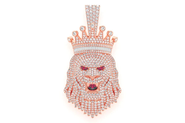 Erkals Jewellers King Crown Lion Pendant 18K Gold Diamond 7.00ctw