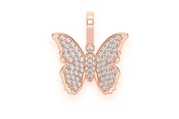 Pendentif diamant papillon 0,40 ct en or massif 14 carats
