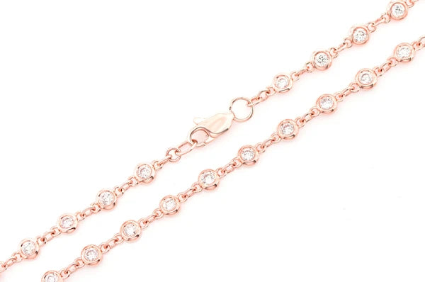 2.25ct Diamond Eternity Round Bezel Set Necklace 18K Solid Gold