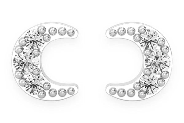 Erkals Jewellers Mini Moon Stud Earrings 18K Gold 0.05ctw