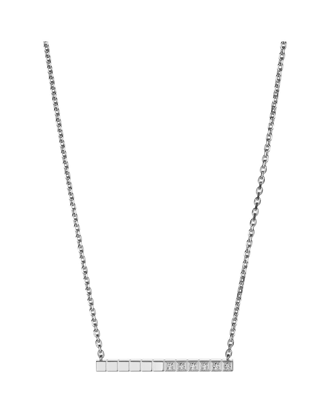 Ice Cube Half-Set Diamond Necklace 18ct White Gold