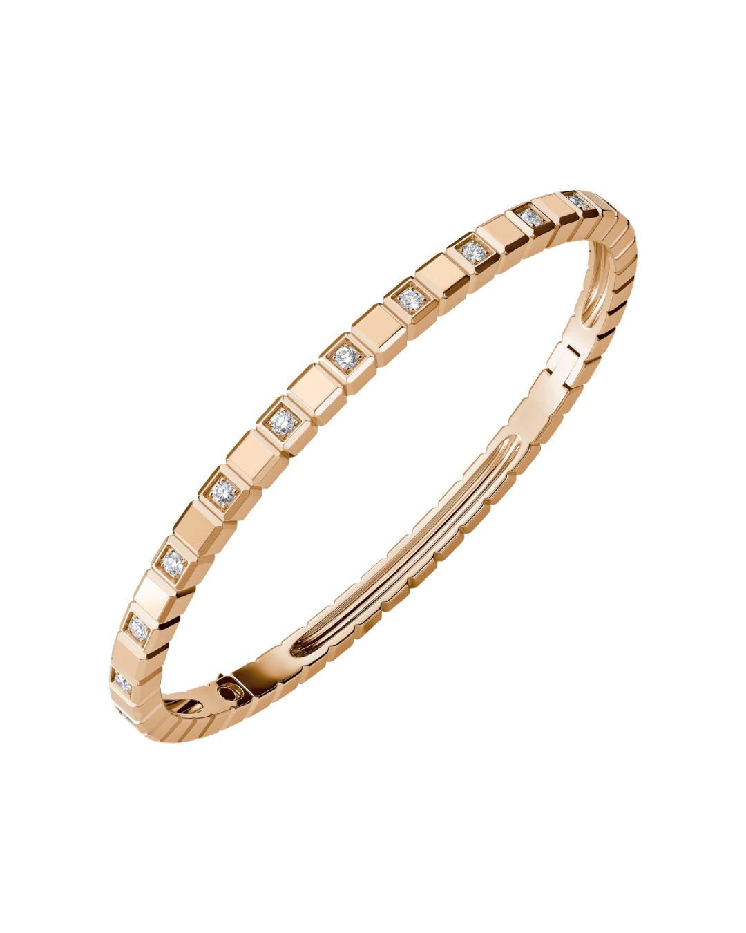 Ice Cube Half-Set Diamond Bangle 18ct Rose Gold
