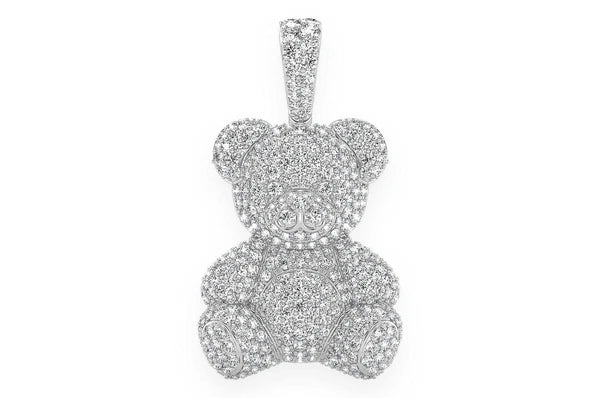 2.65ct Diamond Teddy Bear Pendant 18K Solid Gold