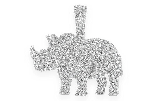 1.75ct Diamond Rhinoceros Standing Pendant 18K Solid Gold