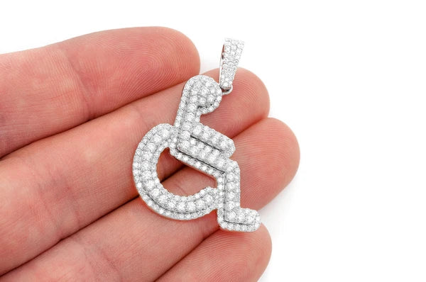 2.65ct Diamond Wheelchair Pendant 18K Solid Gold
